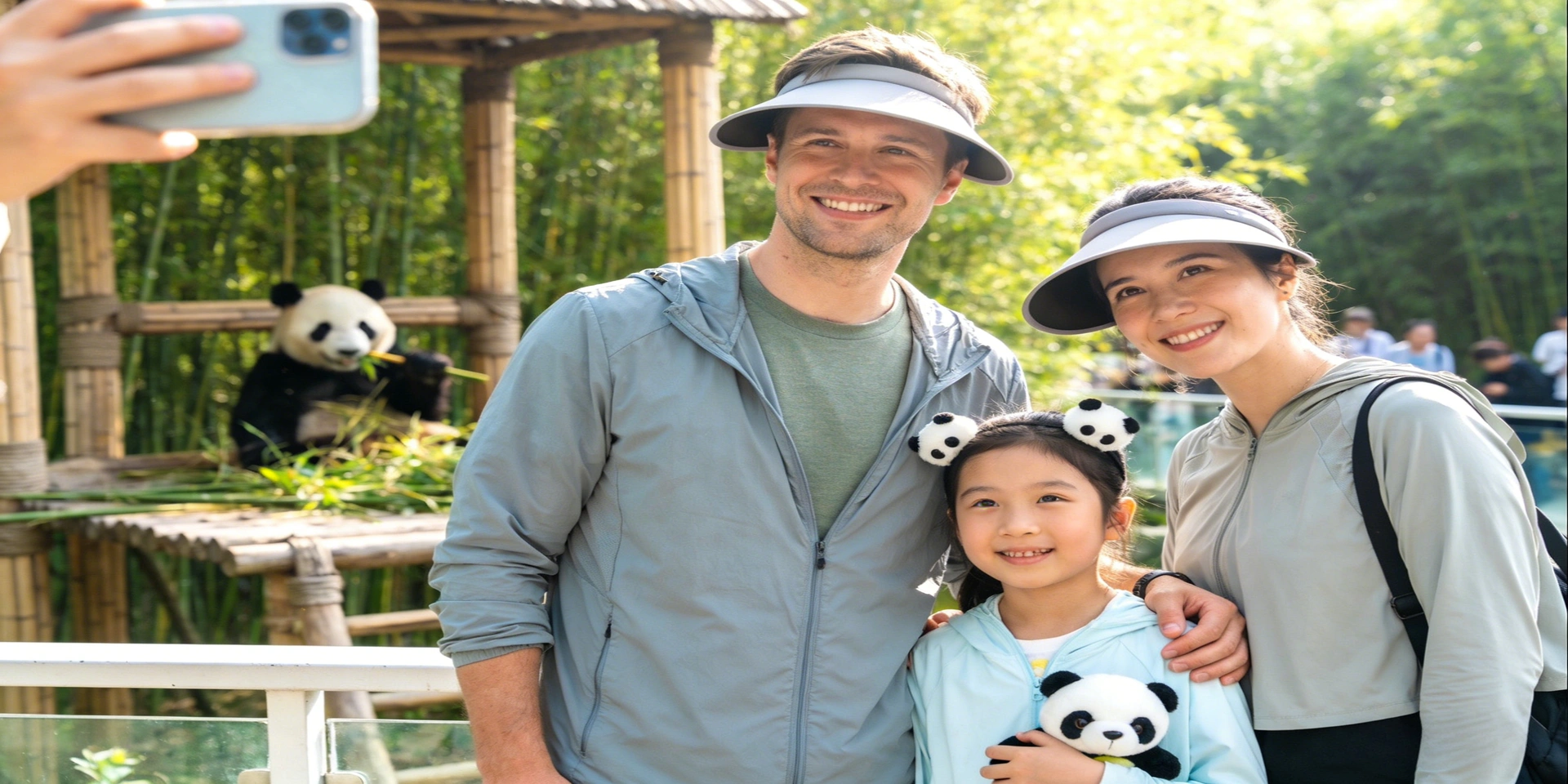 Private guide assisting multi generational family at Chengdu