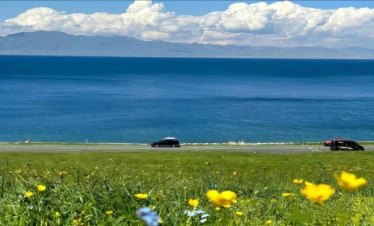 Private guide at Sayram Lake alpine landscape