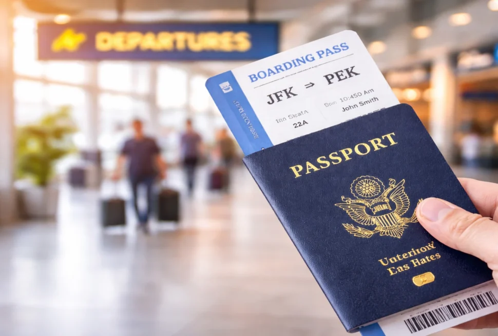 Passport and boarding pass for China visa-free or special entry travel