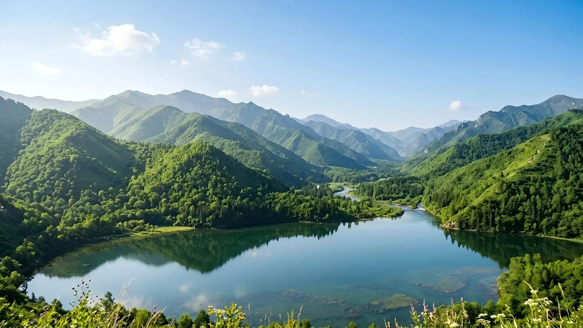 Early-summer mountain and river scenery in China for a June travel guide