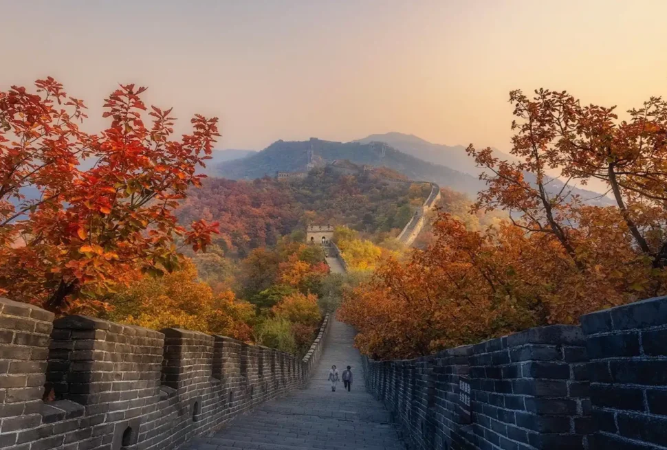 Visitors walking on the Great Wall in Beijing during October