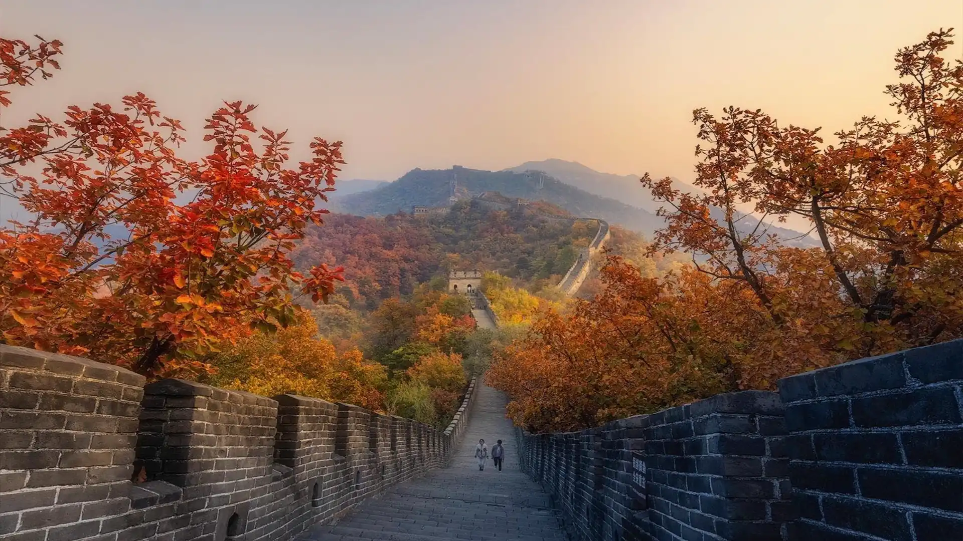 Visitors walking on the Great Wall in Beijing during October