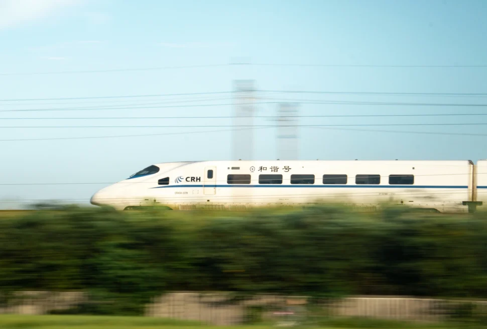 First-time traveler look at a China high-speed railway station