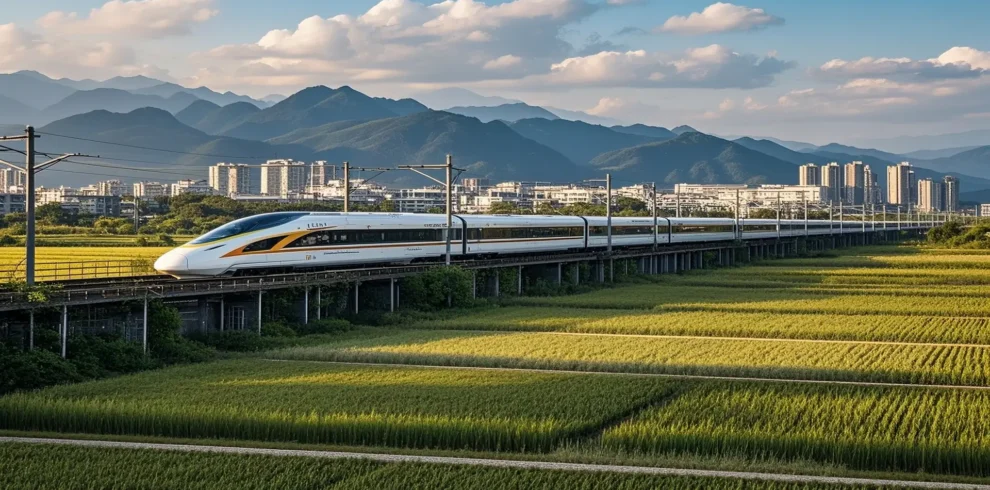 High-speed rail journey across China connecting iconic cities, heritage sites, and dramatic landscapes.