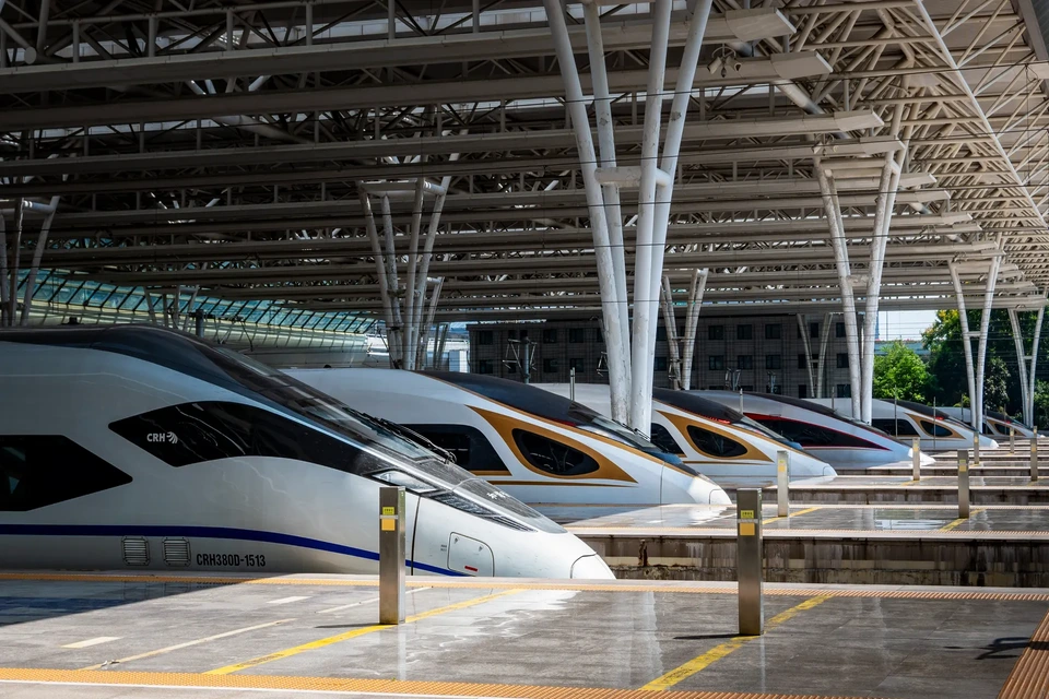 Modern high-speed train travel connecting major cities across China.