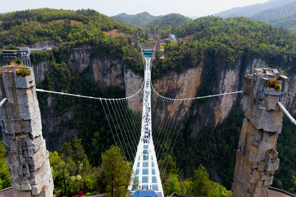 Zhangjiajie Grand Canyon and the famous Glass Bridge suspended above the gorge.