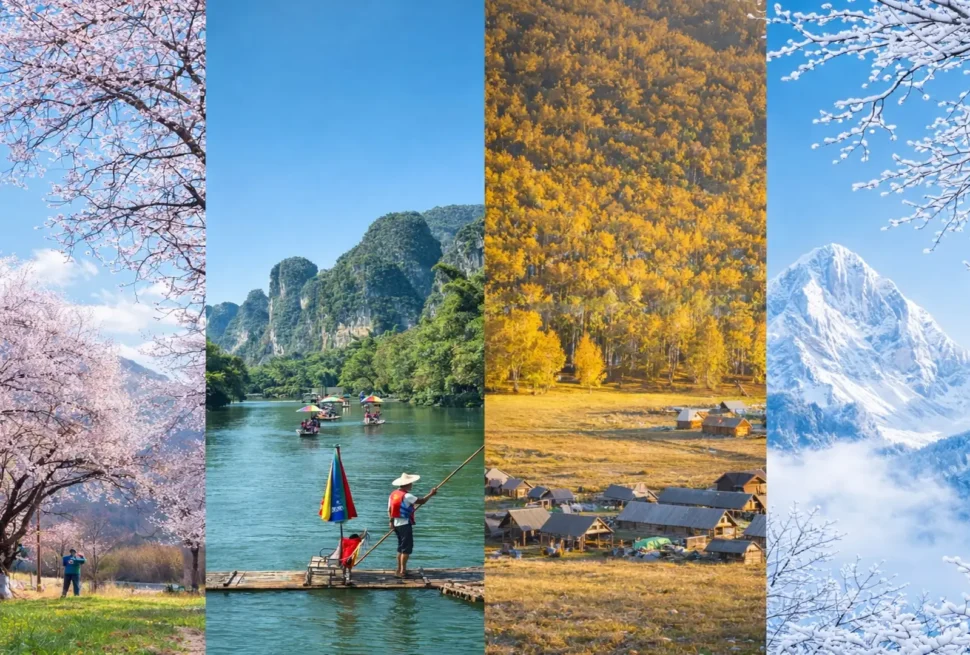 Seasonal travel scenery in China for planning the best time to visit