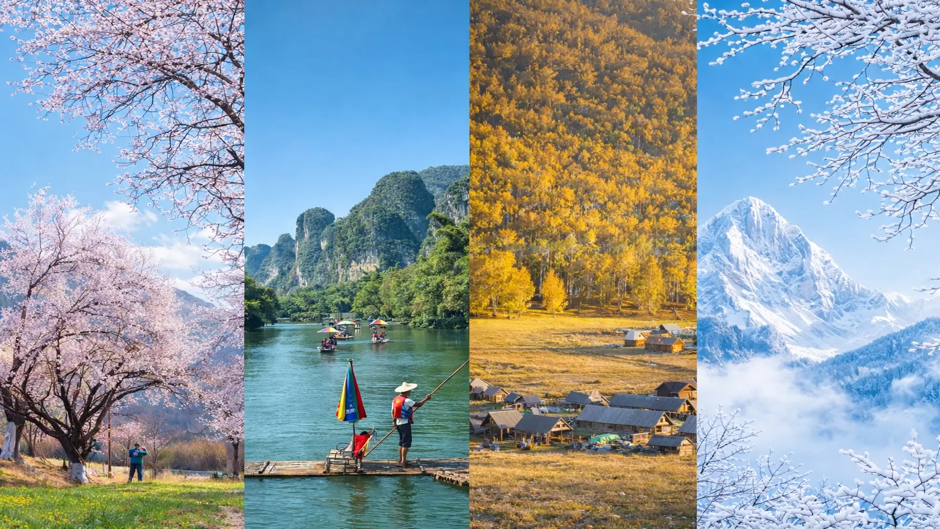 Seasonal travel scenery in China for planning the best time to visit