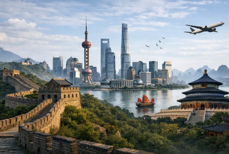 Classic first trip to China route featuring major city landmarks